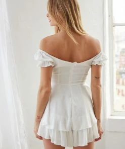 AT New Threads Marguerite Puff Sleeve Ruffle Romper