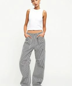 Lioness Miami Vice Pant In Navy Pinstripe