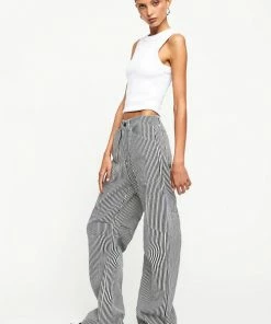 Lioness Miami Vice Pant In Navy Pinstripe