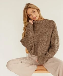 Greta Chunky Knit Sweater In Mocha