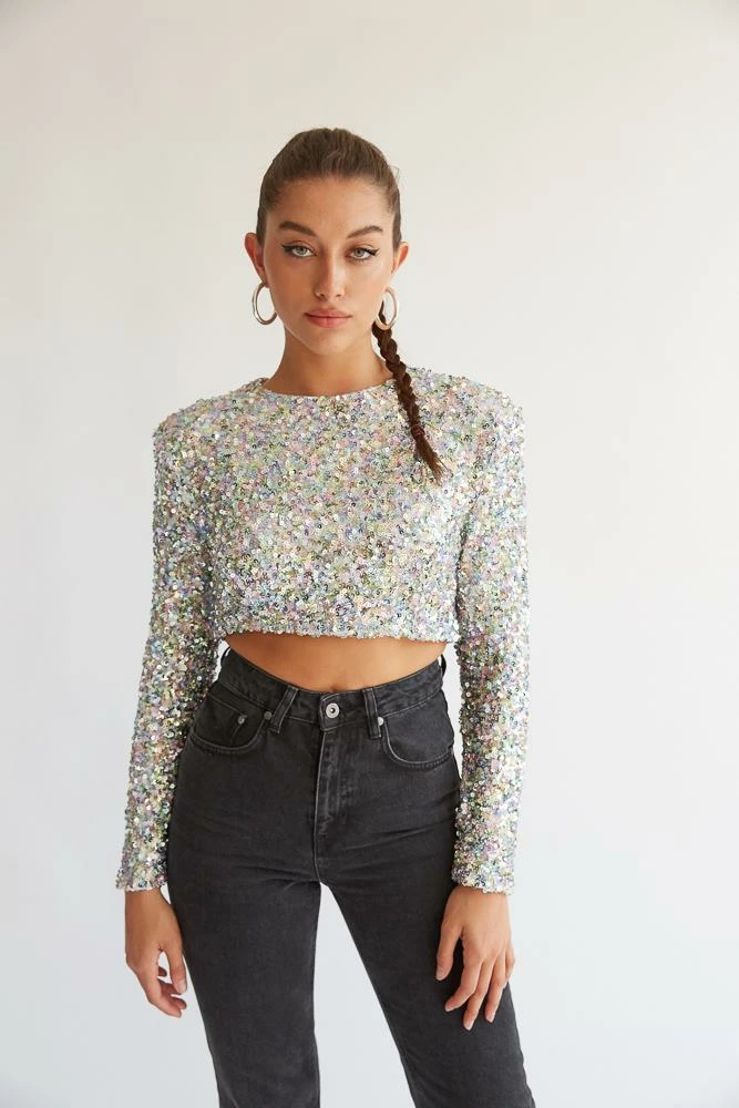 AT Penthouse Sequin Crop Top Sale