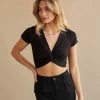 AT New Threads Oceans Apart Twist Front Top In Black