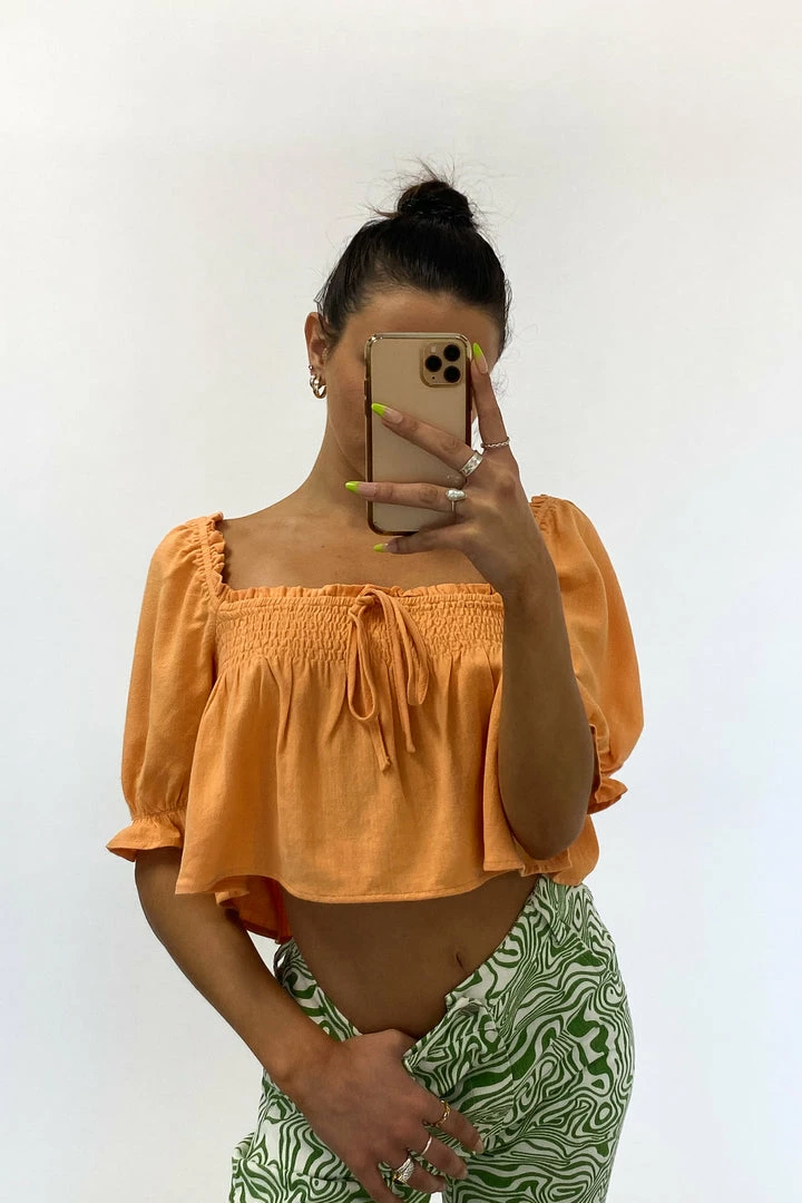 Athena Linen Crop Top