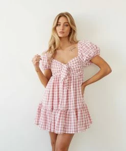 AT May Gingham Babydoll Dress Sale