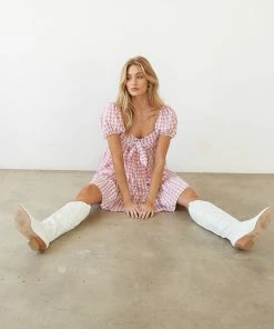 AT May Gingham Babydoll Dress Sale