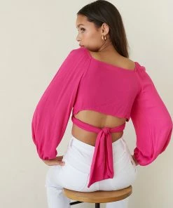 AT Sale Maya Tie Front Crop Top