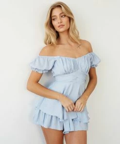 AT Eleanor Ruffle Wrap Romper In Lime Green