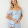 AT Eleanor Ruffle Wrap Romper In Light Blue Sale
