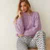 Montgomery Cable Knit Sweater In Purple