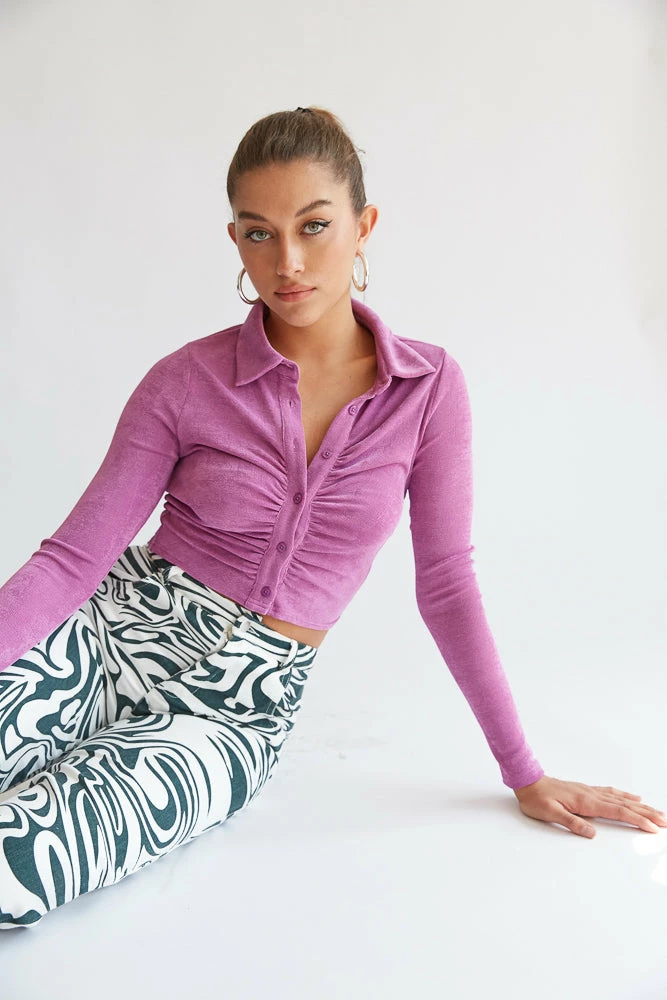 AT Glendale Collared Crop Top New Threads