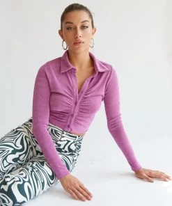 AT Glendale Collared Crop Top New Threads