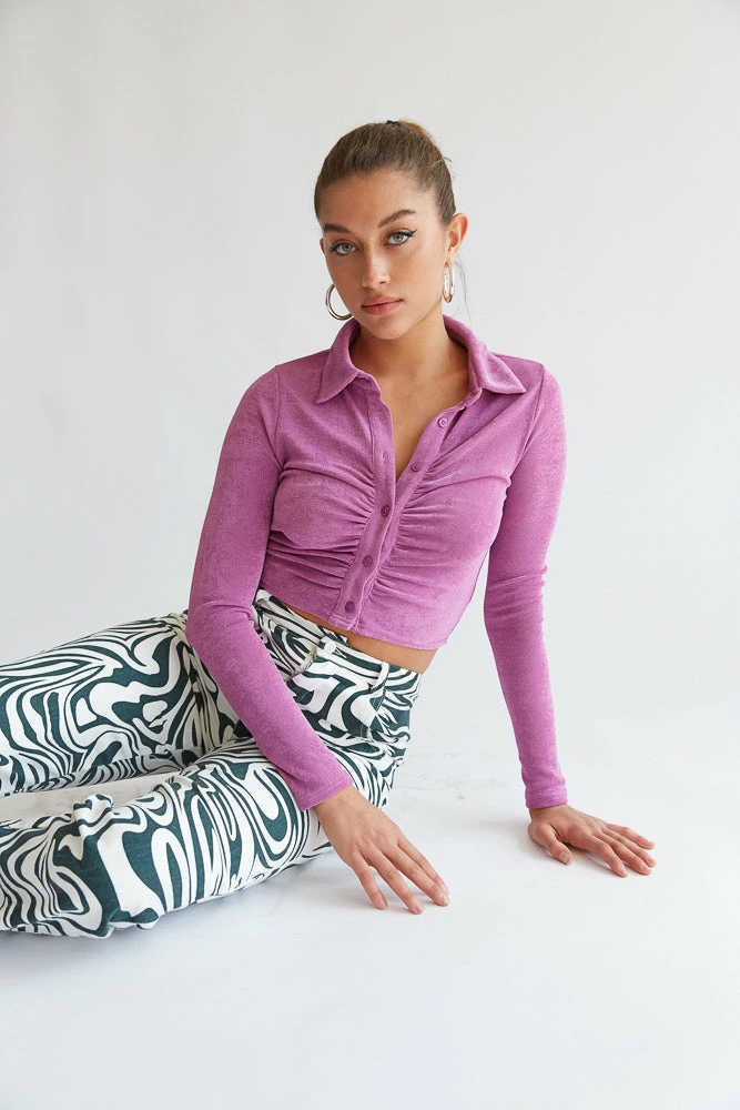 AT Glendale Collared Crop Top New Threads