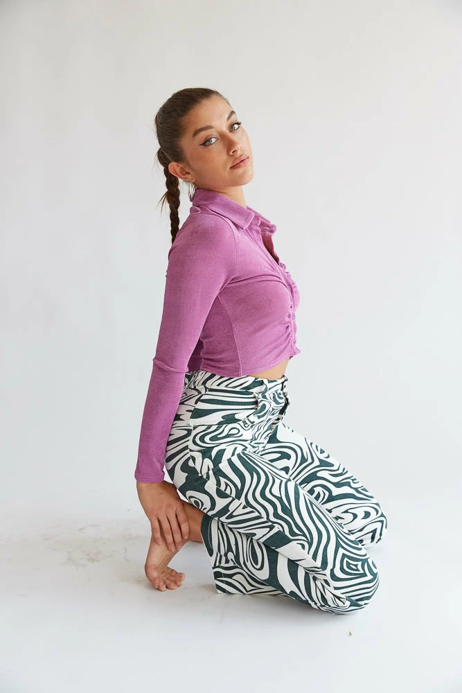 AT Glendale Collared Crop Top New Threads