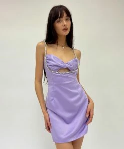Runaway Serafina Satin Mini Dress In Lilac Purple New Threads