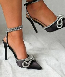 Billini New Threads Elope Rhinestone Heel In Black Satin