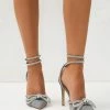 Billini Elope Rhinestone Heel In Silver Glitter