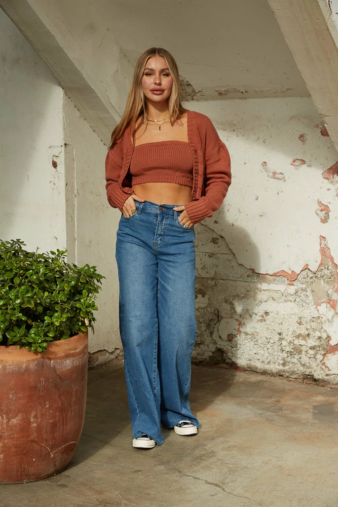 AT Corinne Knit Crop Cardigan Set