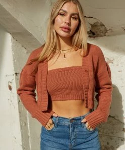 AT Corinne Knit Crop Cardigan Set