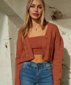 AT Corinne Knit Crop Cardigan Set
