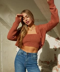 AT Corinne Knit Crop Cardigan Set