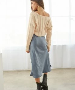 Eliza Satin Midi Skirt Sale