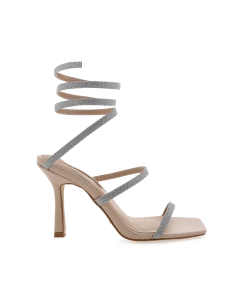 Billini Simi Ankle Strap Heel In Nude Silver