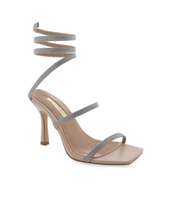 Billini Simi Ankle Strap Heel In Nude Silver