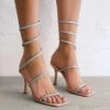 Billini Simi Ankle Strap Heel In Nude Silver