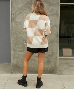 Sale Blossom Checkered Knit Sweater