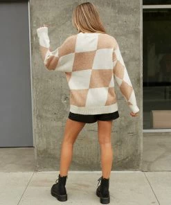 Sale Blossom Checkered Knit Sweater