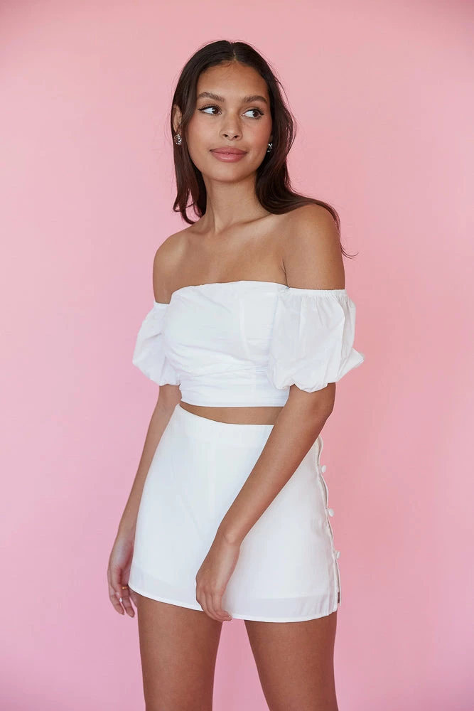 AT New Threads Beck Button Mini Skirt