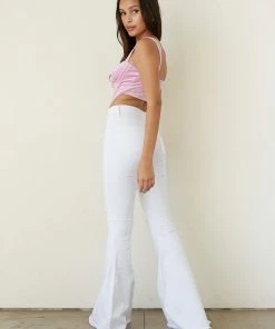 Vibrant New Threads Niles Distressed Flare Jeans In White