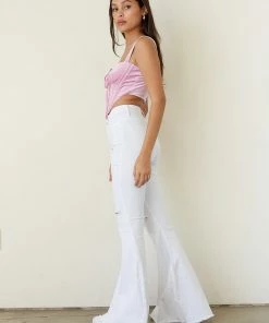 Vibrant New Threads Niles Distressed Flare Jeans In White