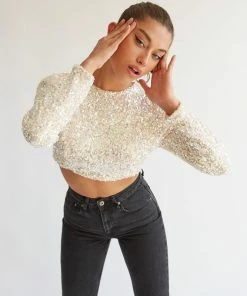 AT Penthouse Sequin Crop Top Sale