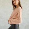Adele Rib Knit Sweater In Blush Pink