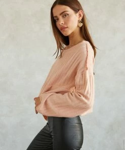 Adele Rib Knit Sweater In Blush Pink