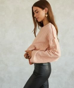 Adele Rib Knit Sweater In Blush Pink