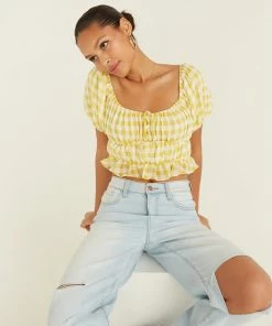 AT New Threads Pamela Gingham Crop Top