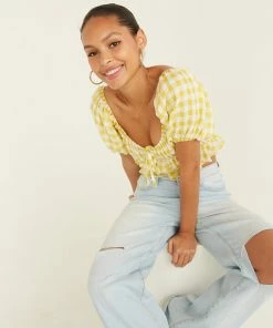 AT New Threads Pamela Gingham Crop Top