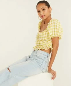 AT New Threads Pamela Gingham Crop Top