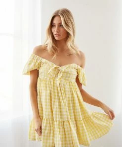 AT May Gingham Babydoll Dress Sale