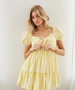 AT May Gingham Babydoll Dress Sale