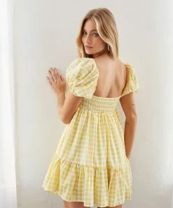 AT May Gingham Babydoll Dress Sale